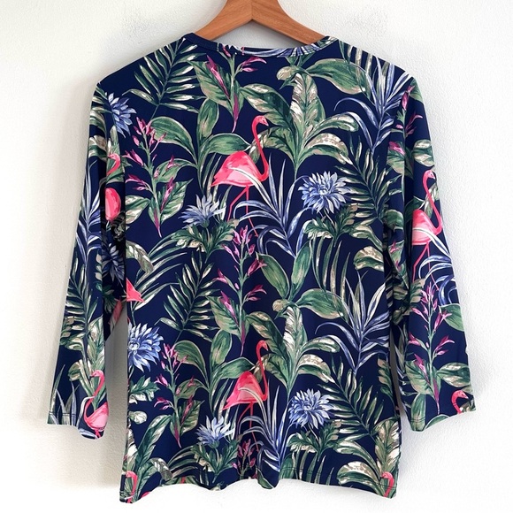 J. McLaughlin Catalina cloth tirpical Floral Flamingo Print Women's Top large - Picture 4 of 6